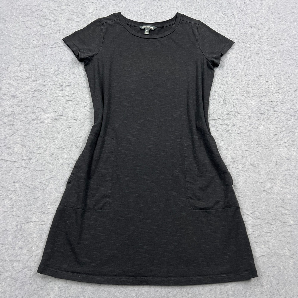 Toad & Co Dress Women's XS Black Windmere II Short Sleeve Crew Organic Knit Crew